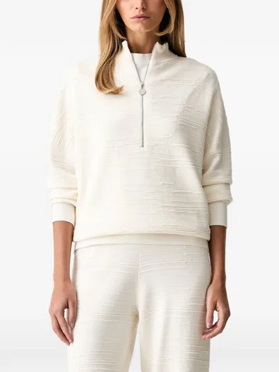 Joseph Ribkoff Textured Quarter-zip Sweatshirt In Neutral