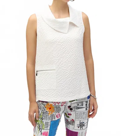 Joseph Ribkoff Cowl Neck Sleeveless Tunic Top In White