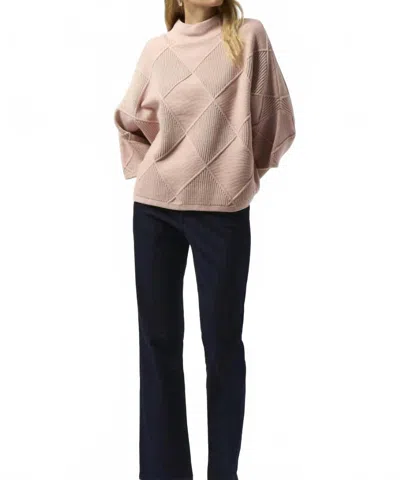 Joseph Ribkoff Textured Sweater Knit Mock Neck Pullover In Rose In Neutral