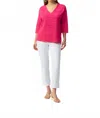 Joseph Ribkoff Jacquard Sweater Knit Pullover In Geranium In Pink