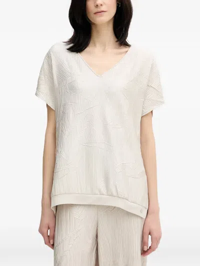 Joseph Ribkoff Textured V-neck T-shirt In Neutral