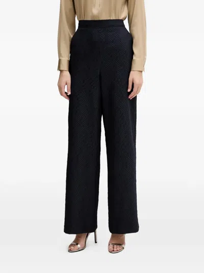 Joseph Ribkoff Textured Wide-leg Trousers In Black