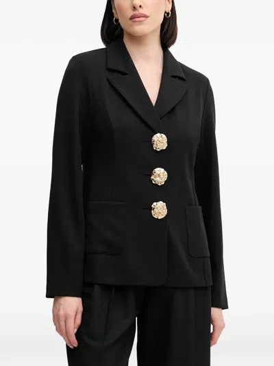 Joseph Ribkoff Textured-button V-neck Blazer In Black
