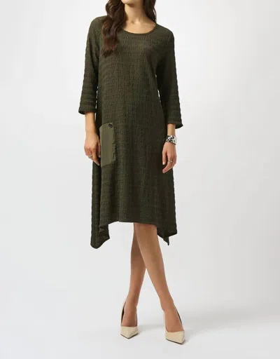 Joseph Ribkoff Three Quarter Sleeve Asymmetrical Dress In Avocado In Green