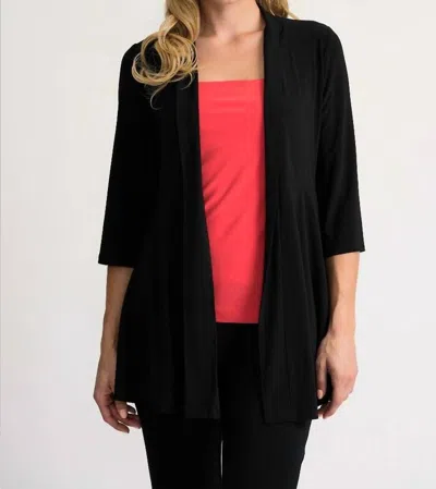 Joseph Ribkoff Three-quarter Sleeve Open Front Cardigan In Black