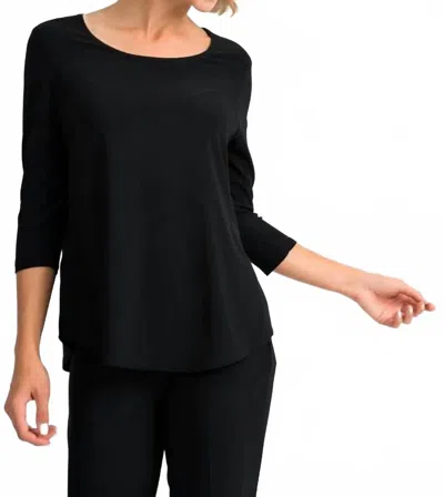 Joseph Ribkoff Three Quarter Sleeve Slit Top In Black