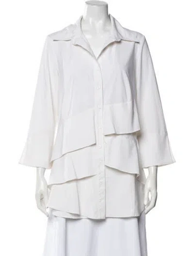 Pre-owned Joseph Ribkoff Three-quarter Sleeve Blouse In White