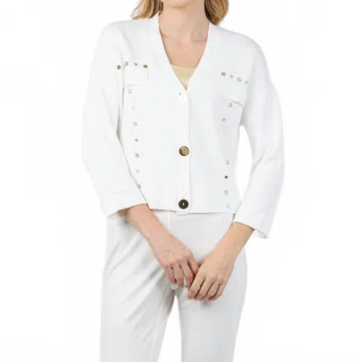 Joseph Ribkoff Three-quarter Sleeves Button Cardigan In Vanilla In White