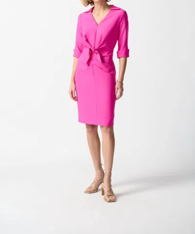 Joseph Ribkoff Tie Front Dress In Ultra Pink