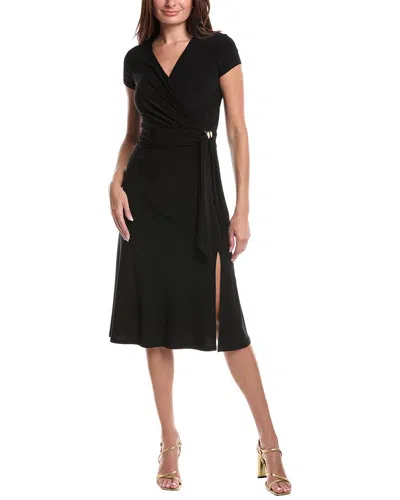 Joseph Ribkoff Tie Side Faux Wrap Dress In Black