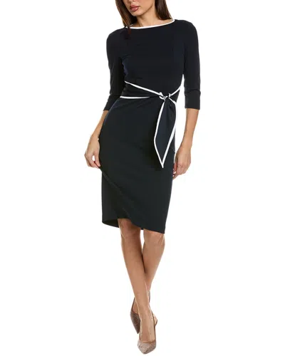 Joseph Ribkoff Sash Waisted Midi Dress In Black/white