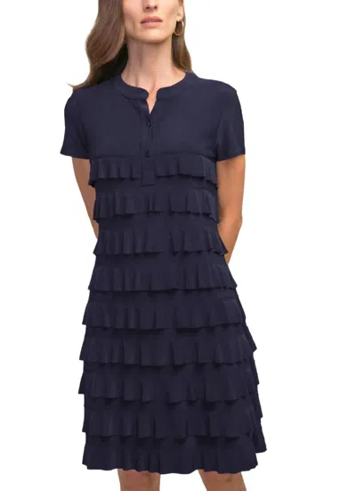 Joseph Ribkoff Tiered Ruffle Dress In Midnight Blue