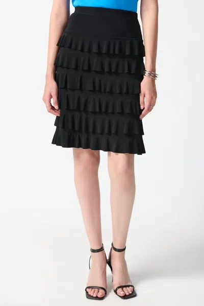 Joseph Ribkoff Tiered Ruffle Skirt In Black