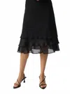Joseph Ribkoff Tiered Ruffled Midi A-line Skirt In Black In Black