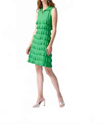 Joseph Ribkoff Tiered Ruffles Zip Front Sleeveless Shift Dress In Island Green