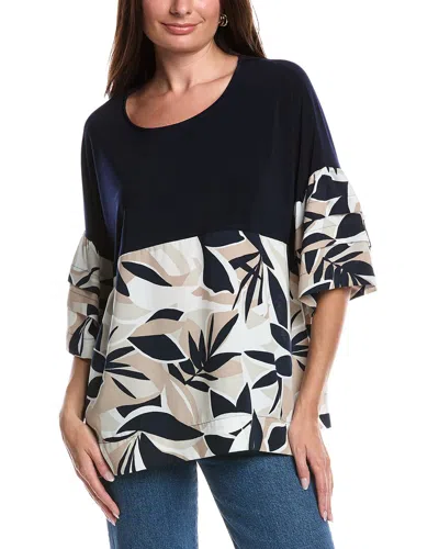 JOSEPH RIBKOFF TIERED SLEEVE MIXED MEDIA TOP