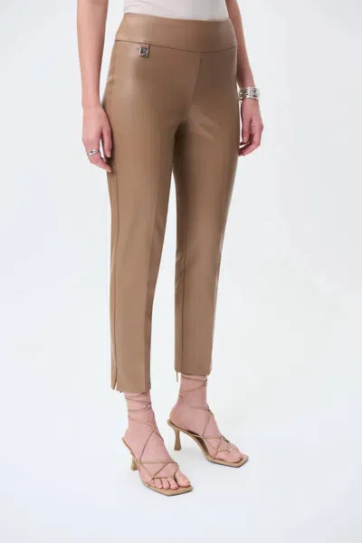 Joseph Ribkoff Tigers Eye Leather Pants In Tan In Brown