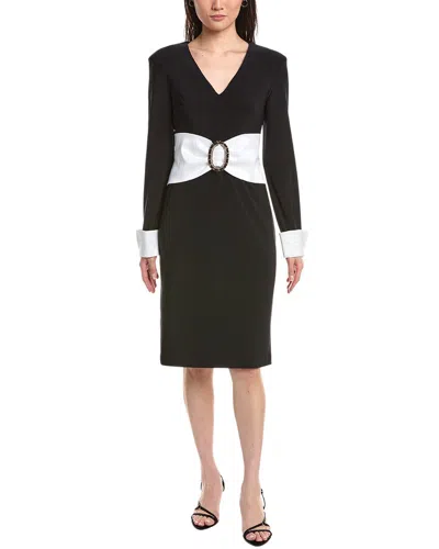 Joseph Ribkoff Two-tone Midi Embellished Dress In Black