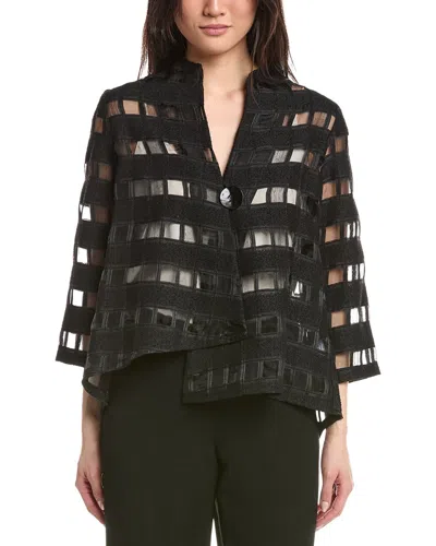 Joseph Ribkoff Checkered Sheer Swing Jacket In Black