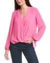 Joseph Ribkoff Faux Wrap Georgette Top In Pink In Pink