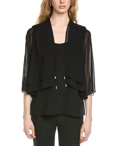 Joseph Ribkoff Top With Detachable Chiffon Shawl In Black