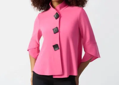 Joseph Ribkoff Trapeze Button Jacket In Bubble Gum In Pink