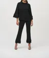 Joseph Ribkoff Trapeze Top With Feather Cuffs In Black