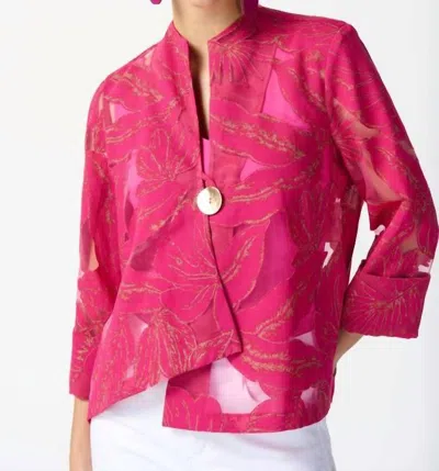 Joseph Ribkoff Tropical Burnout Trapeze Jacket In Magenta In Pink
