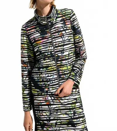 Joseph Ribkoff Tropical Cascade Knit Jacket In Vanilla/multi