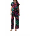 Joseph Ribkoff Tropical Print Boxy Top In Black/multi In Multi