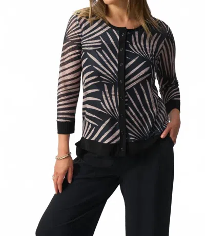 Joseph Ribkoff Tropical Print Cami & Cover-up Jacket 2-piece Set In Black/ Dune In Blue