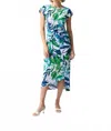 Joseph Ribkoff Tropical Print Faux Wrap Midi Sheath Dress In Vanilla/multi In Multi