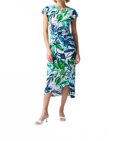 Joseph Ribkoff Tropical Print Faux Wrap Midi Sheath Dress In Vanilla/multi