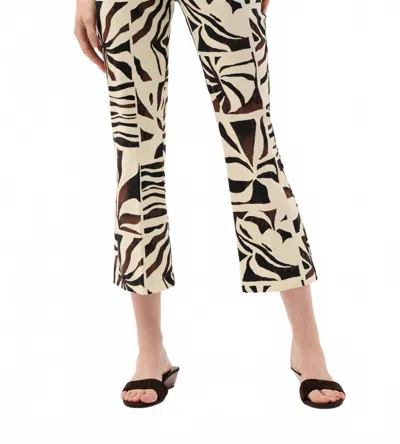 Joseph Ribkoff Tropical Print Flared Pull-on Pants In Beige Multi In Neutral