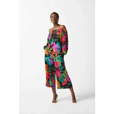 Joseph Ribkoff Tropical Print Flared Top In Black