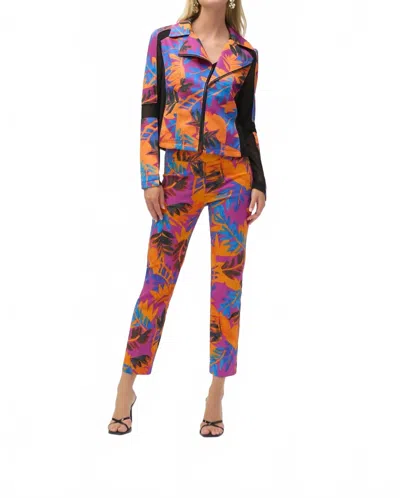 Joseph Ribkoff Tropical Print Mesh Insert Fitted Jacket In Multi