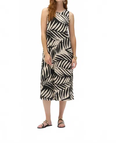 Joseph Ribkoff Tropical Print Midi Dress In Black/ Moonstone