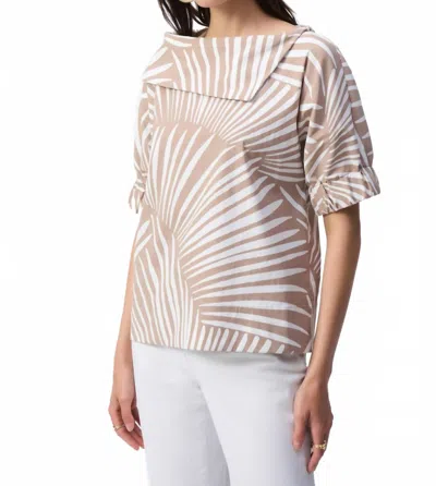 Joseph Ribkoff Tropical Print Puff Sleeve Top In Dune/vanilla In Multi