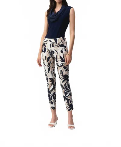 JOSEPH RIBKOFF TROPICAL PRINT SLIM FIT PANTS IN BLACK, WHITE, TAN