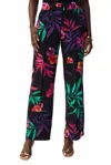 Joseph Ribkoff Tropical Print Wide Leg Pants In Black/multi In Pattern