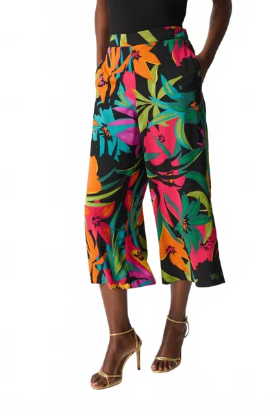 JOSEPH RIBKOFF TROPICAL PRINT WIDE LEG PANTS IN MULTI