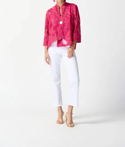 Joseph Ribkoff Tropical Swing Jacket In Pink/gold In Red