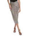 Joseph Ribkoff Tucked Shimmering Skirt In Silver