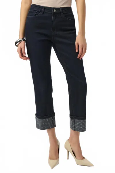 Joseph Ribkoff Turned Hem Cropped Jeans In Ink In Blue