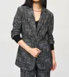 Joseph Ribkoff Tweed Knit Fitted Blazer In Black/off White In Multi