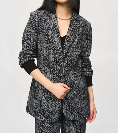 Joseph Ribkoff Tweed Knit Fitted Blazer In Black/off White In Multi