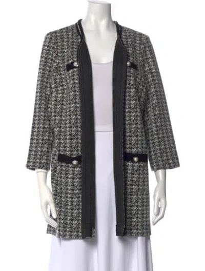 Pre-owned Joseph Ribkoff Tweed Pattern Open Front Sweater In Multicolor