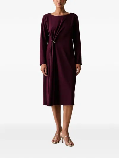 Joseph Ribkoff Twist-detail Long-sleeve Midi Dress In Burgundy