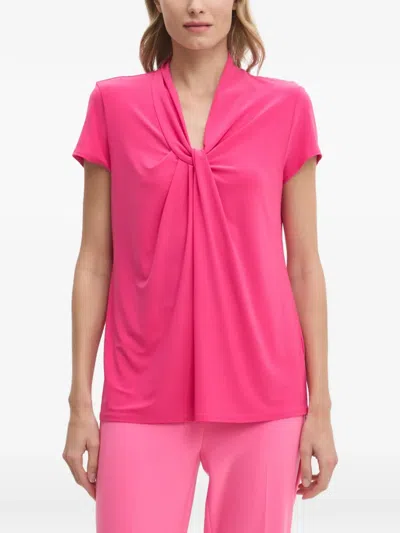 Joseph Ribkoff Twisted Neckline Blouse In Pink