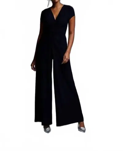 Joseph Ribkoff Twist-front Plunge Jumpsuit In Black